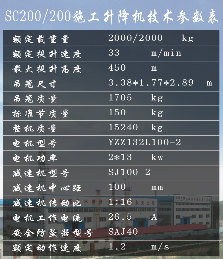 SC200/200施工升降機(jī)參數(shù)